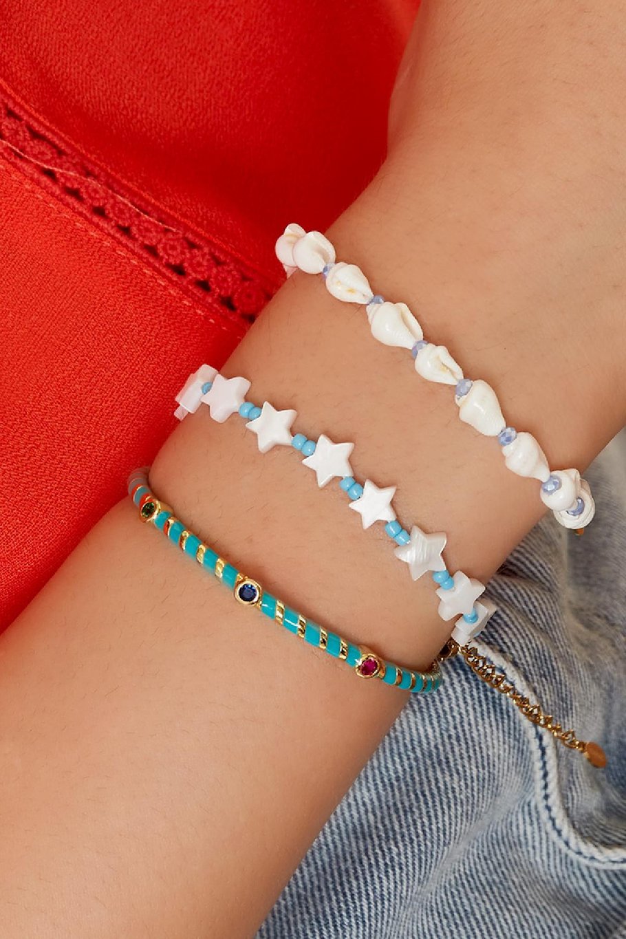 Pulsera concha de mar - Colección playa Azul Acero inoxidable Imagen2